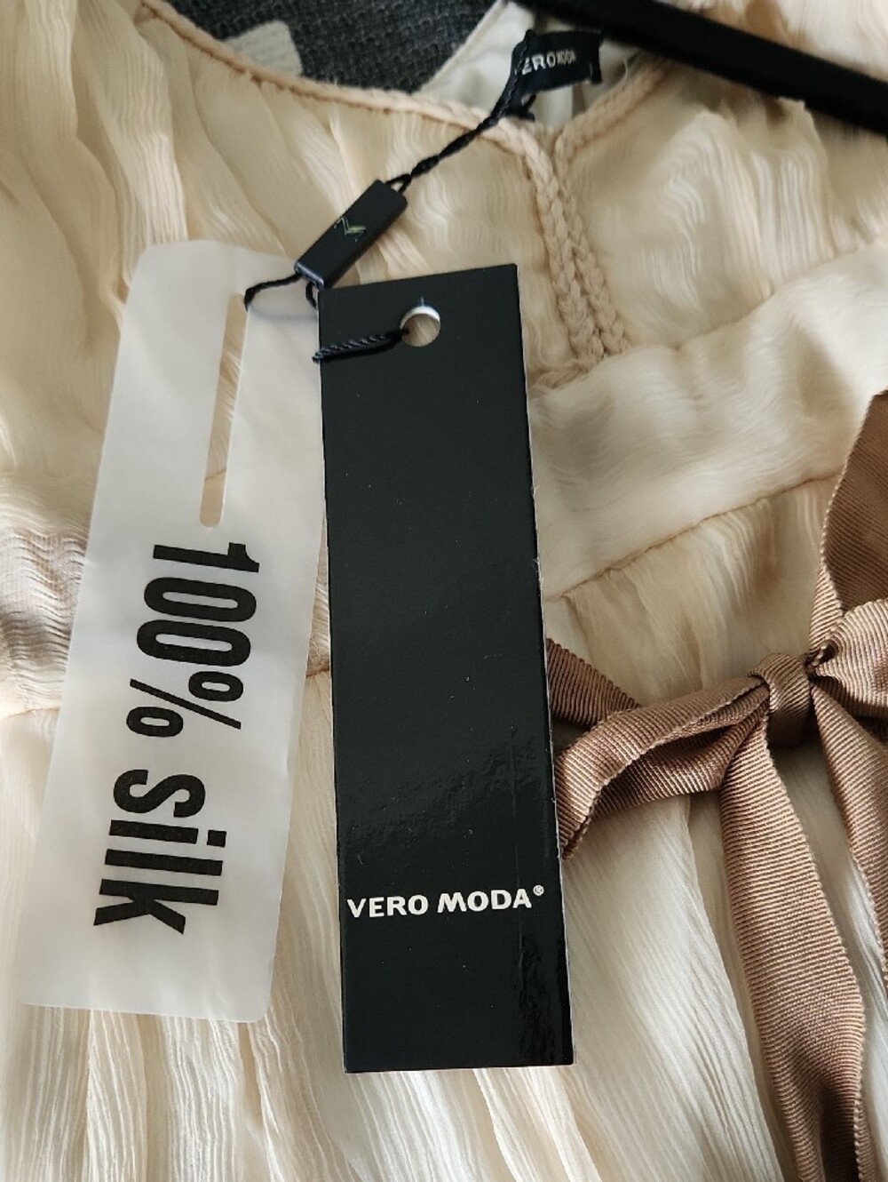Vero Moda Cream Midi Slip Dress with Brown Sash - Picture 4 of 4